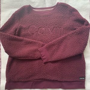 Plum Calvin Klein Embroidered Sherpa Pullover
